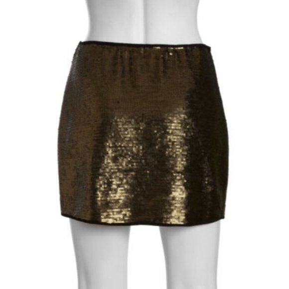 BCBG Maxazria New Skirt CATRINE Sequin Bronze Blackened Gold Mini Chic Party - Picture 4 of 13